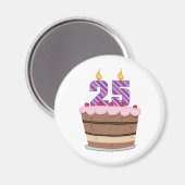 Aimant 25 ans sur le gâteau d'anniversaire (Recto/Verso)