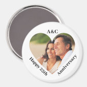 Aimant 25 Mariage Anniversaire Couple Keepsaké Heart Phot (Recto/Verso)