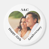 Aimant 25 Mariage Anniversaire Couple Keepsaké Heart Phot (Devant)