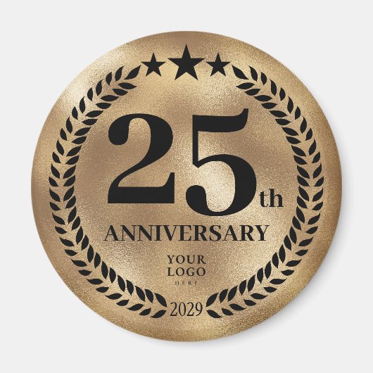Aimant 25e anniversaire d'affaires Or (Devant)