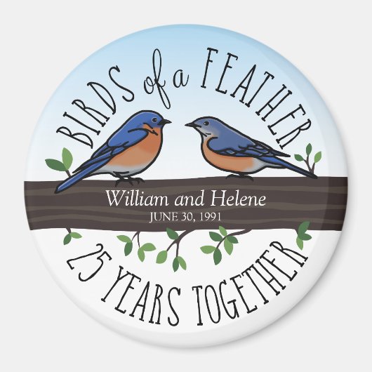 Aimant 25e anniversaire du Mariage, Bluebirds of a Feathe (Devant)