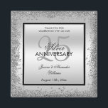 Aimant 25e anniversaire du Mariage Glitzy Silver & Black<br><div class="desc">Magnifique romantique, élégant brillant et brillant 25ème anniversaire Mariage Merci pour l'aimant. Avec un cadre de bordure en argent pailleté brillant sur un arrière - plan double argent et noir simple..Cet exemple est pour un 25ème anniversaire de Mariage d'argent mais peut être utilisé pour n'importe quel événement. Tout le texte,...</div>