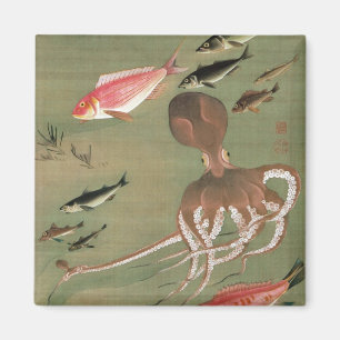 Aimant 27. 諸 魚 図, 冲 Divers Poissons, Jakuchu, Japon Art若