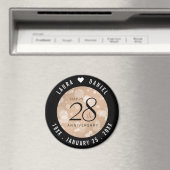 Aimant 28e anniversaire du Mariage de lin élégant (In Situ (Lave-vaisselle))