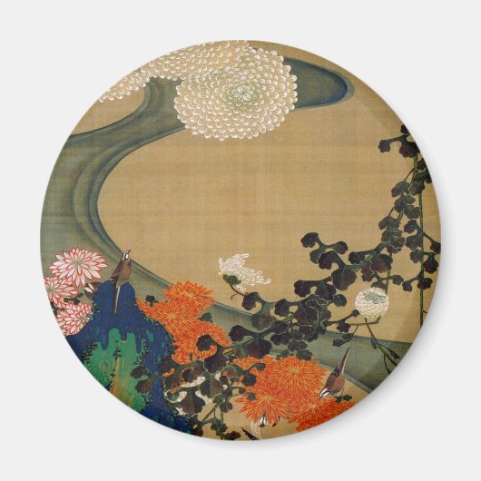 Aimant 29. 菊 花 流 水 図, 冲 Chrysanthemum & Stream, Jakuchu, (Devant)