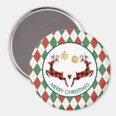 Aimant 2 cerfs de Noël saut de style rustique (Recto/Verso)