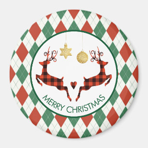 Aimant 2 cerfs de Noël saut de style rustique