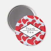 Aimant 2 Coeurs rouges Répéter Motif mignon Merci (Recto/Verso)