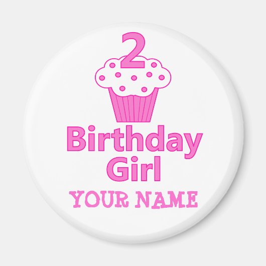 Aimant 2 - Fille d'anniversaire - Cupcake Design (Devant)
