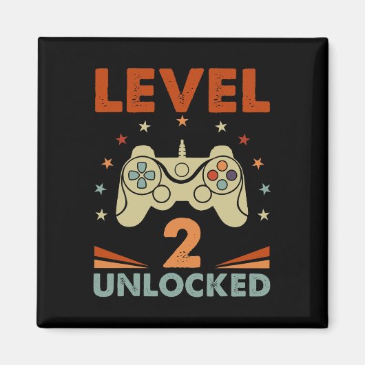 Aimant 2 Joueur vidéo déverrouillé 2e anniversaire Garçon (Devant)