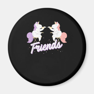 Aimant 2 Unicornes Boire Tea Shirt, Meilleurs Amis Corres