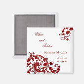 Aimant 2"x2" Favoriser Crimson d'aimant Rouge Flore Filig (Recto/Verso)