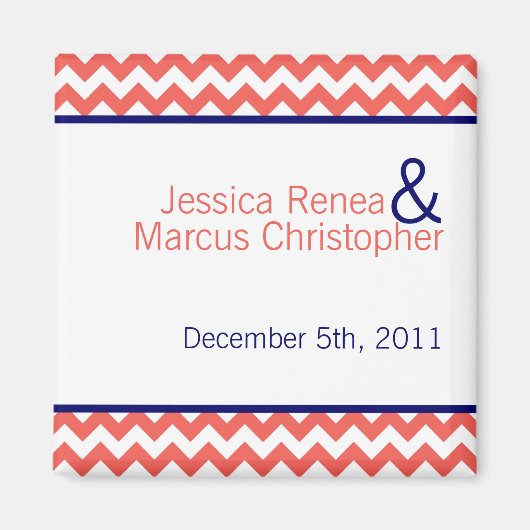 Aimant 2"x2" Favoriser l'aimant Corail Marine bleu Chevro (Devant)