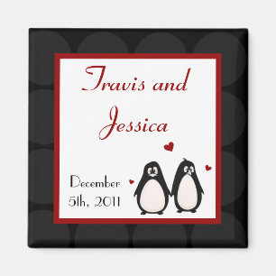 Aimant 2"x2" Favoriser l'aimant pingouin amer couple mat