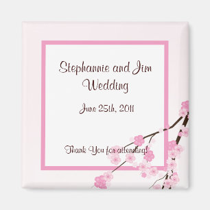 Aimant 2"x2" Favoriser l'aimant rose cerisier fleur