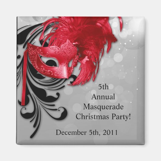 Aimant 2"x2" Favoriser l'aimant rouge sur l'argent masqua (Devant)