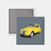 Aimant 2CV (deux chevaux) jaune (Recto/Verso)