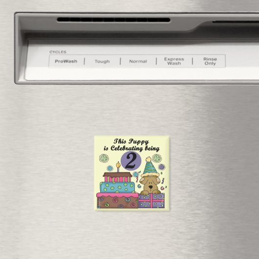 Aimant 2e anniversaire Puppy Tshirts et cadeaux (In Situ (Lave-vaisselle))