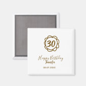 Aimant 30e anniversaire ajouter nom date année fleur d'or (Recto/Verso)