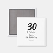Aimant 30e anniversaire ajouter nom date année noir (Recto/Verso)
