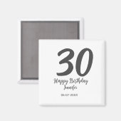 Aimant 30e anniversaire ajouter nom date année noir modèl (Recto/Verso)