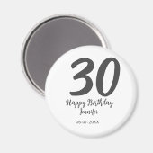 Aimant 30e anniversaire ajouter nom date année noir modèl (Recto/Verso)