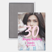 Aimant 30e anniversaire ajouter nom date année photo blan (Recto/Verso)