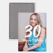 Aimant 30e anniversaire ajouter nom date année photo blan (Recto/Verso)