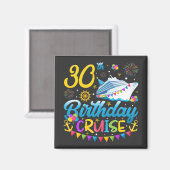 Aimant 30e anniversaire Croisière B-Day Carré de fête (Recto/Verso)