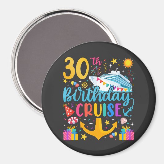 Aimant 30e anniversaire Croisière B-Day Party Circle (Recto/Verso)