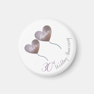Aimant 30e anniversaire du mariage Pearl ballons violets