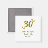 Aimant 30e anniversaire heureux couple de mariages gris d (Recto/Verso)