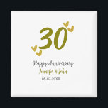 Aimant 30e anniversaire heureux couple de mariages gris d<br><div class="desc">conception modifiable</div>