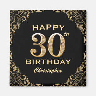 Aimant 30e anniversaire Parties scintillant noir et or ca
