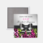 Aimant 311 Chic Chic Hot Rose Lime Leopard Bow Enregistre (Recto/Verso)