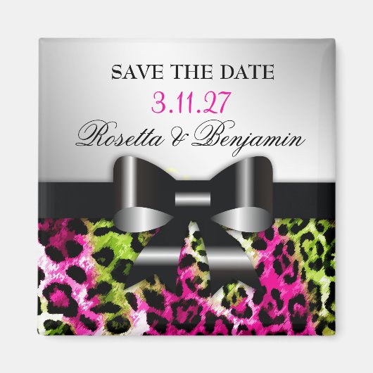 Aimant 311 Chic Chic Hot Rose Lime Leopard Bow Enregistre (Devant)