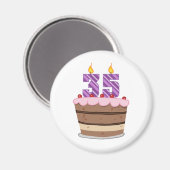 Aimant 35 ans sur le gâteau d'anniversaire (Recto/Verso)