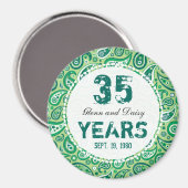 Aimant 35e anniversaire du Mariage Jade Motif Paisley (Recto/Verso)