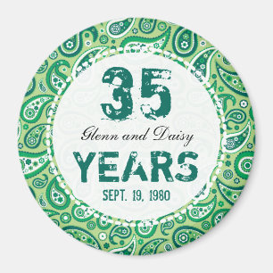 Aimant 35e anniversaire du Mariage Jade Motif Paisley
