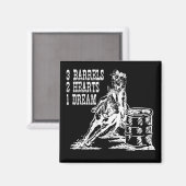 Aimant 3 Barils 2 Coeurs 1 Dream Barrel Racing (Recto/Verso)