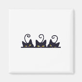 Aimant 3 Chats Noirs Drôle Amoureux de les chats Design F (Devant)