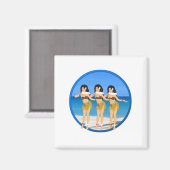 Aimant 3 Hulas sur la plage (Recto/Verso)