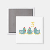 Aimant 3 poules françaises (Recto/Verso)