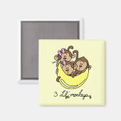 Aimant 3 T-shirts et cadeaux Li'l Monkeys (Recto/Verso)