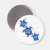 Aimant 3 Tortues Honu Bleues (Recto/Verso)