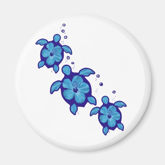 Aimant 3 Tortues Honu Bleues (Devant)