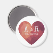 Aimant 3d rouge couple monogrammes mariage date (Recto/Verso)
