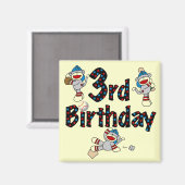 Aimant 3ème anniversaire du baseball de singe de soie (Recto/Verso)