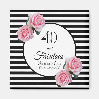 40 fabuleux anniversaire noir rayures rose florale