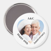 Aimant 40 Mariage Anniversaire Couple Keepsaké Heart Phot (Recto/Verso)
